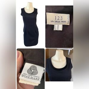 1-2-3 UN DEUX TROIS PENCIL BLACK Women’s DRESS Sleeves, 100% wool